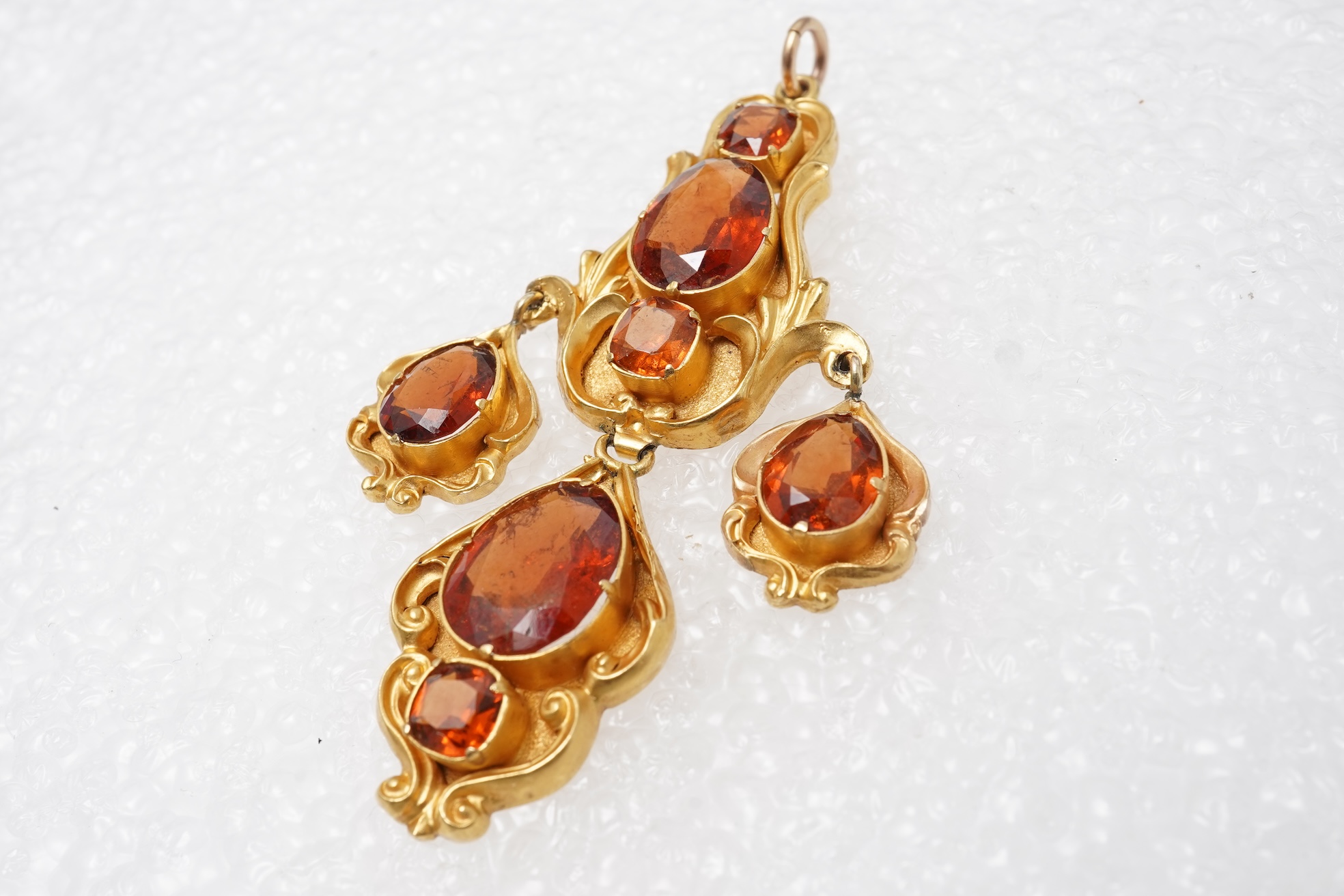 A hessonite garnet pendant, mid 19th century